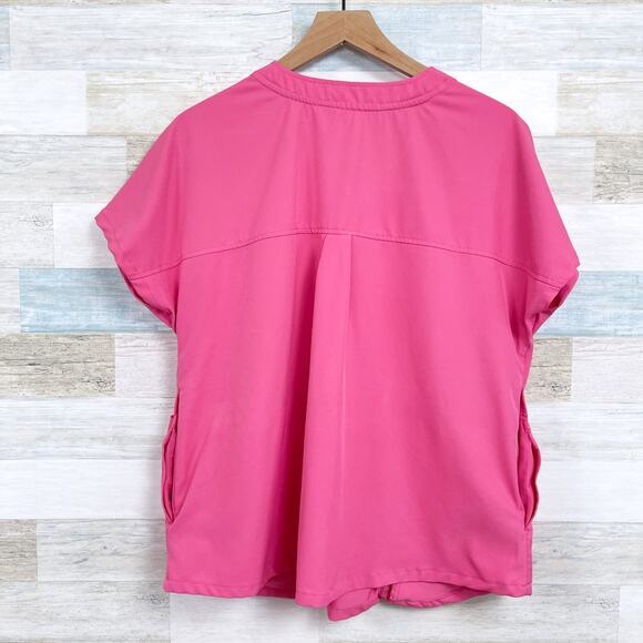 ClimateRight Cuddl Duds Scrub Top Pink V Neck Nursing Medical Womens Large - Picture 3 of 5